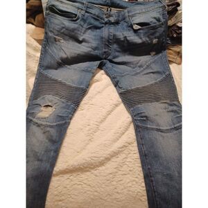 True Religion Rocco Skinny Jeans Men size 42x33‎ Blue Distressed Mid Rise Denim